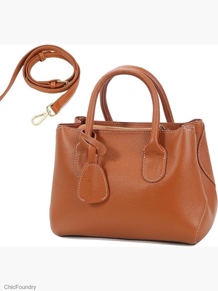 Genuine Leather Medium Tote Bag - Vintage Office, Handheld/Crossbody, Fits 7.9"
